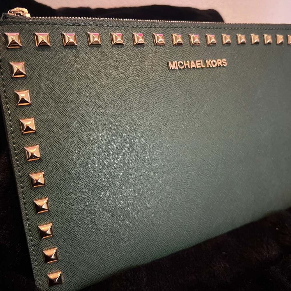 Michael Kors Oversized Hunter Green Wristlet